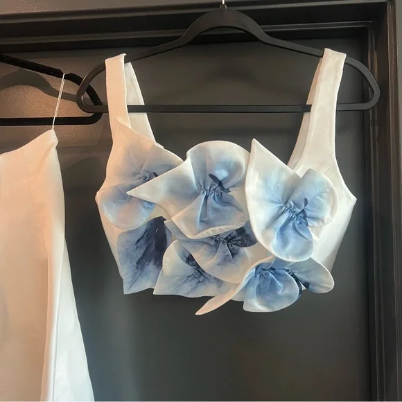 Acler Cragiburne Skirt and top set in Ivory & Midnight ombre Size US 6 NEW! - Picture 5 of 9